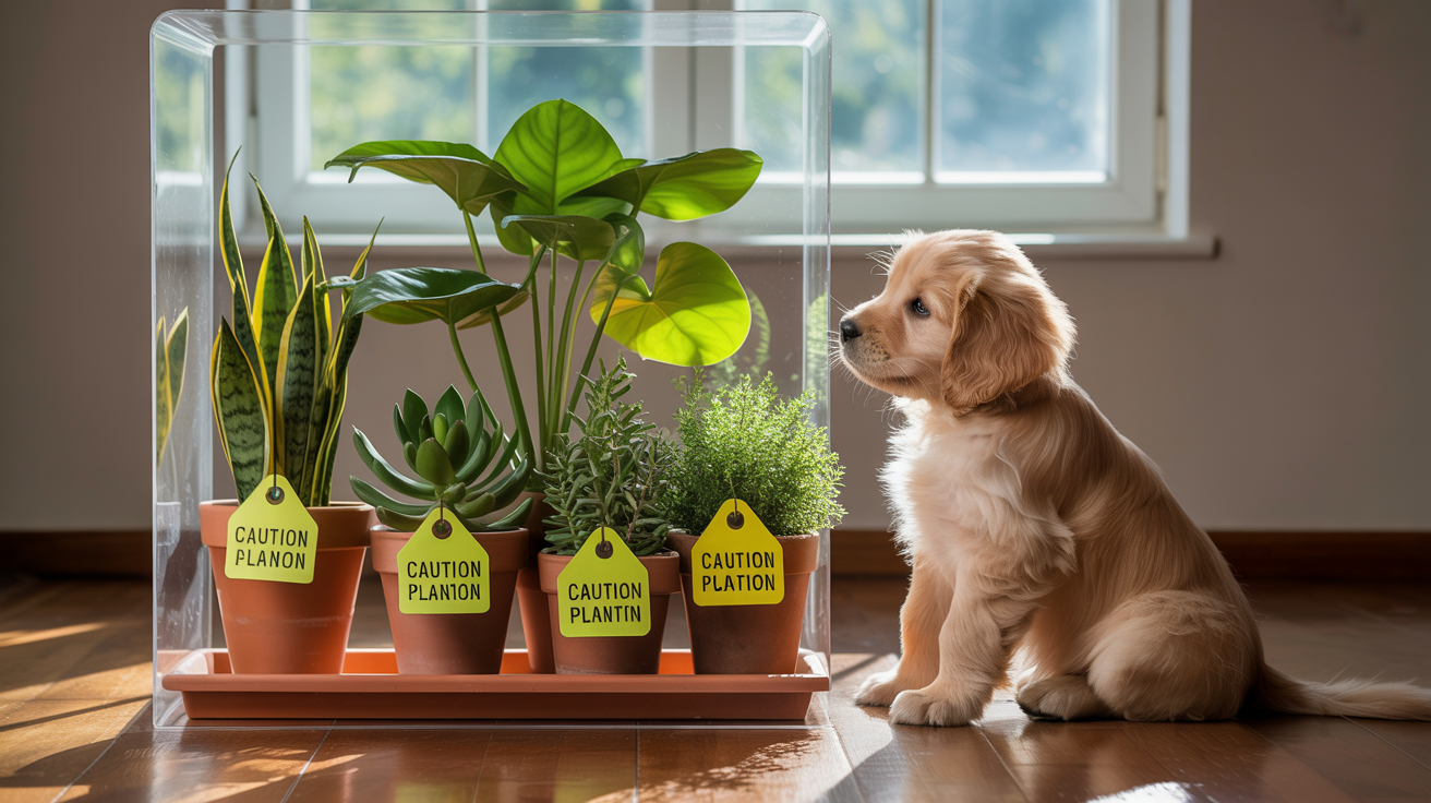 Mascota con plantas