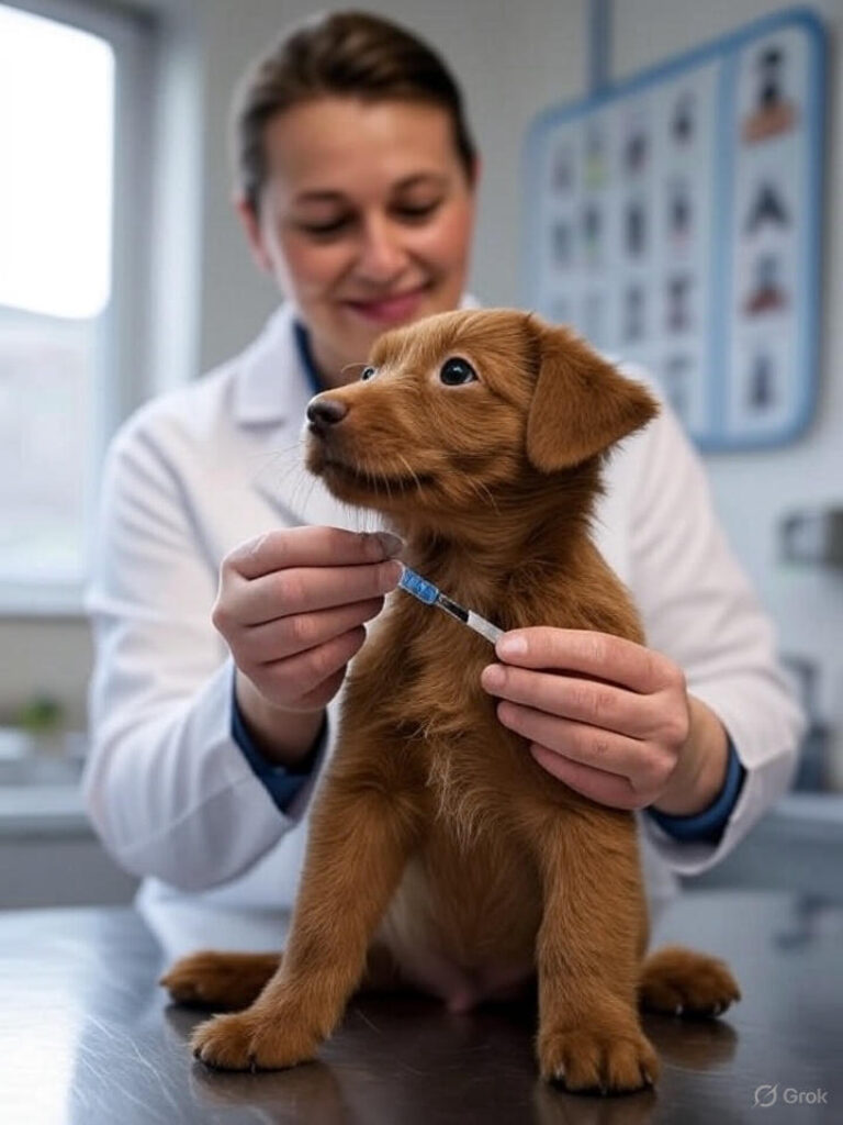 Cachorro recibiendo primera vacuna