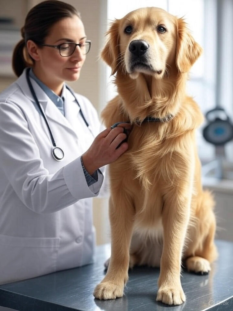 Perro adulto en revisión veterinaria