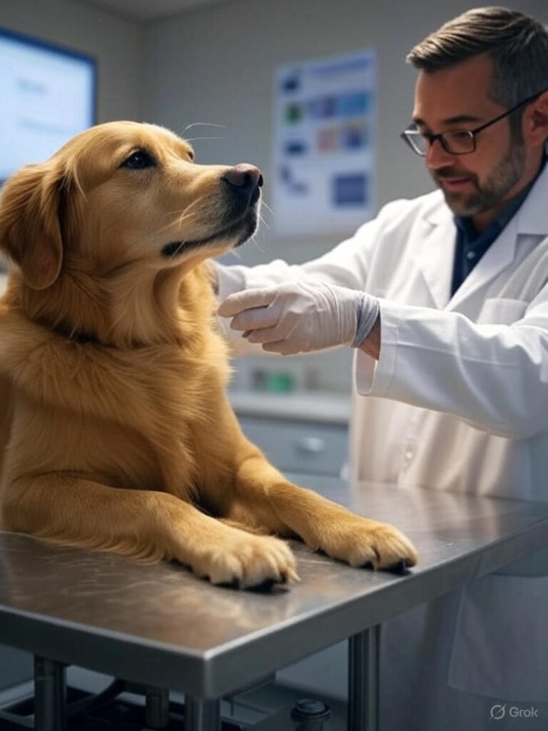 Perro adulto en revisión veterinaria